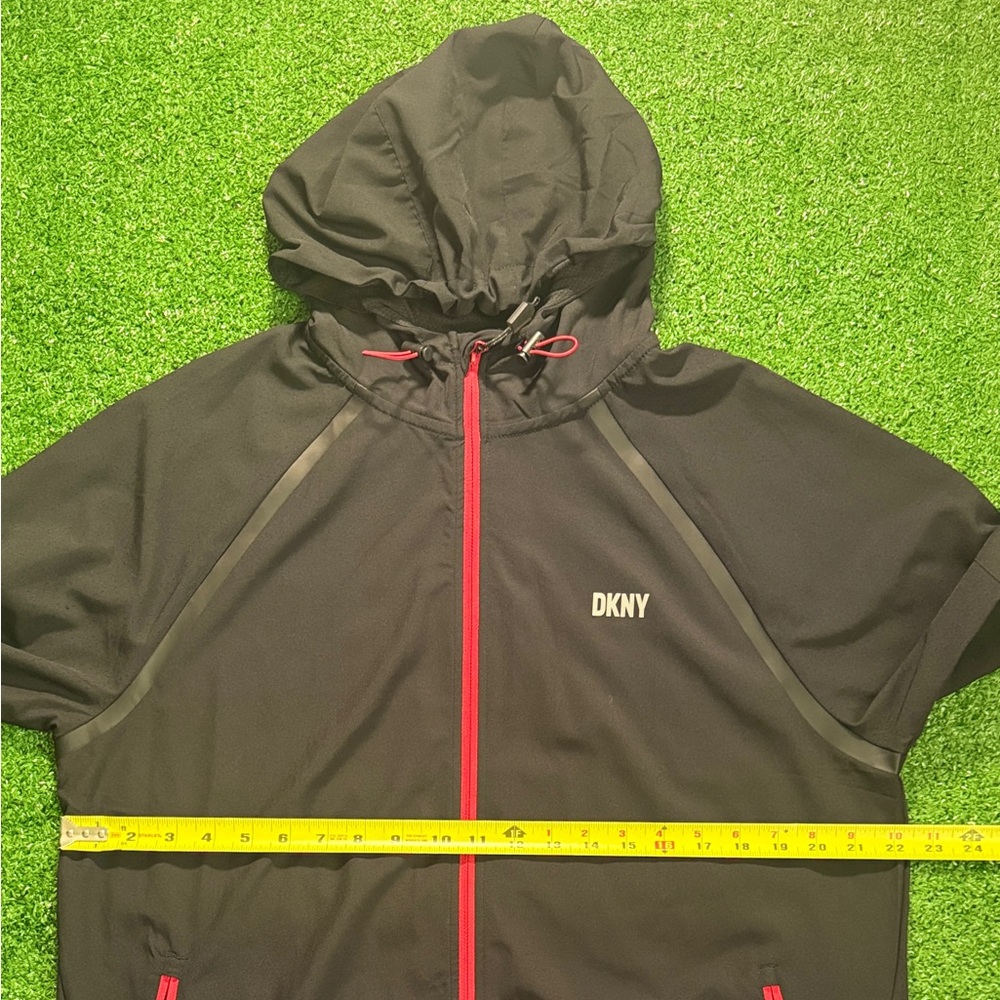 DKNY Sporty Black and Red Windbreaker with Hood - Picture 3 of 6